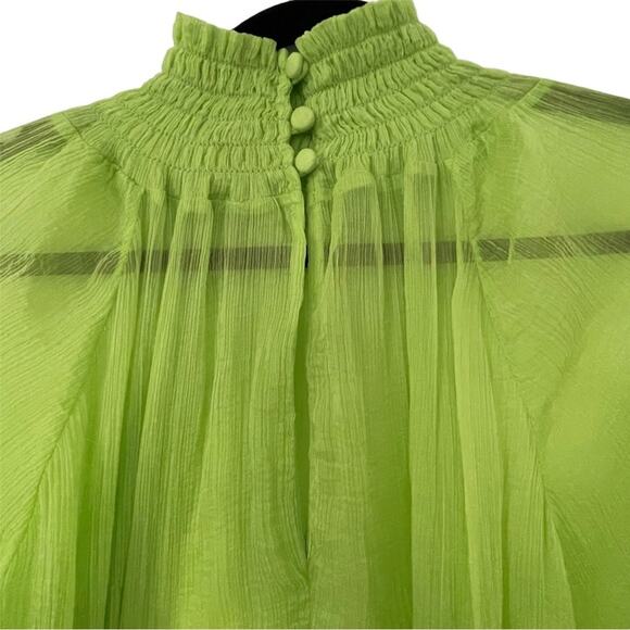 Mara Hoffman Edmonia Dress Stencil Midi Sheer Neon Lime Green Cover Up Size XS - Picture 8 of 15